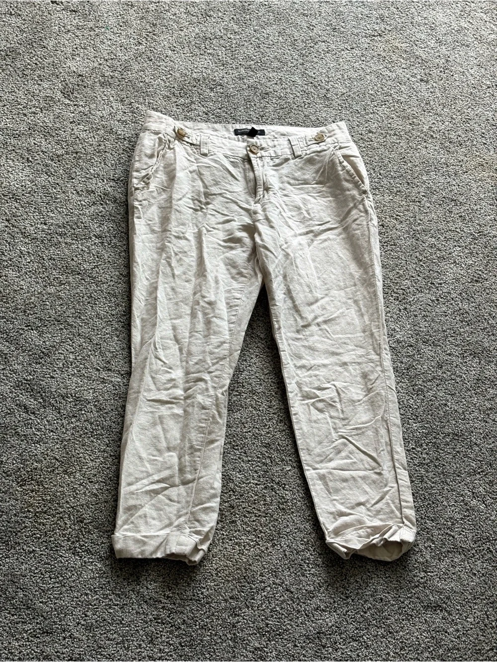 Banana Republic Cropped Linen Blend Pants in Light Beige